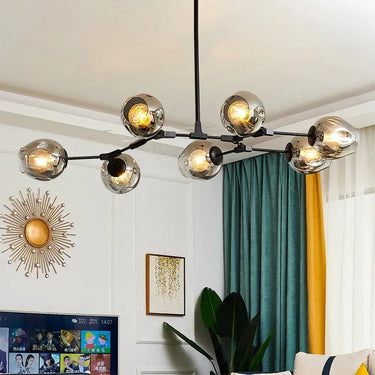 7-Head Nordic Style Luxe Glass Chandelier – Sleek Contemporary Design for Living Rooms and Dining Areas